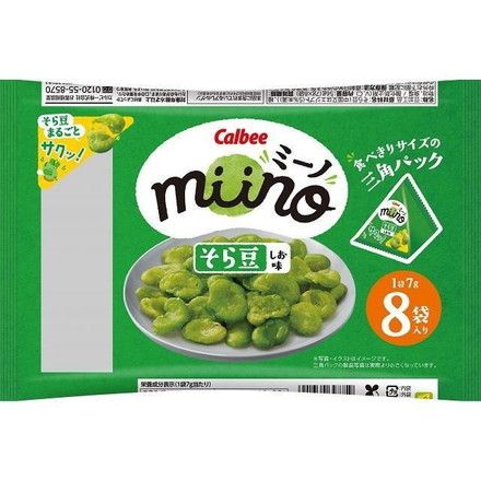 【単品12個セット】 カルビー miinoそら豆しお味三角パック 56g