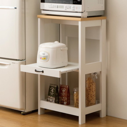 白井産業 デリジオ キッチンラック 幅50 スリム レンジ台 スライドレール 収納 北欧 アンティーク