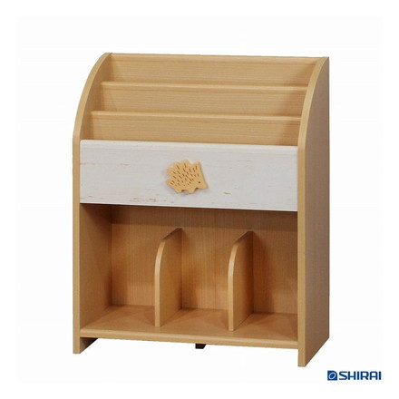 白井産業 ランドキッズ 絵本ラック 幅56.3cm 仕切り付き 収納 えほん 絵本置き かわいい ナチュラル シンプル