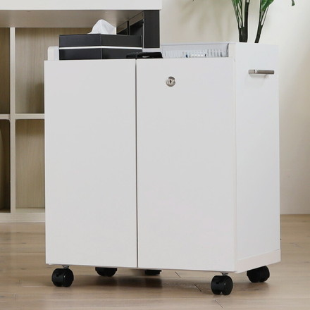 白井産業 オフィスコ 扉付き 収納ワゴン 木製 キャスター付き ホワイト 白 収納 取っ手付き 幅50 奥行き31