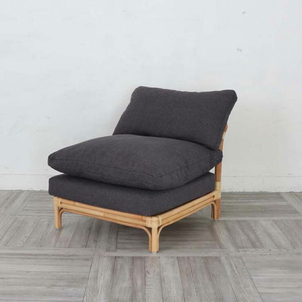 ソファ ソファー ダークグレー カウチソファ 1人掛 一人掛け 1P 脚付 籐 ラタン クッション センター