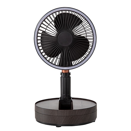 スリーアップ 充電式 扇風機 折りたたみ LEDライト 伸縮自在 USB充電 LF-T2204 ブラウンウッド