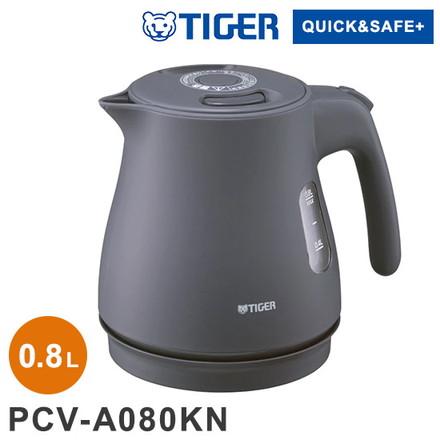 タイガー 蒸気レス電気ケトル 0.8L ナイトブラック PCV-A080KN スピード