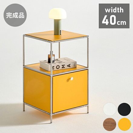 ステンレス モジュールキャビネット 40cm 2段 完成品 オールステンレス ミッドセンチュリー モジュール家具 モジュール棚 収納ラック 壁面 収納 キャビネット 韓国インテリア アルスルイ カーボンブラック