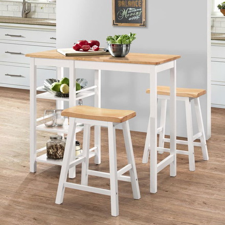 vidaXL バー3点セット MDF製 ホワイト 家具 家具セット キッチン ダイニング 家具 Sets