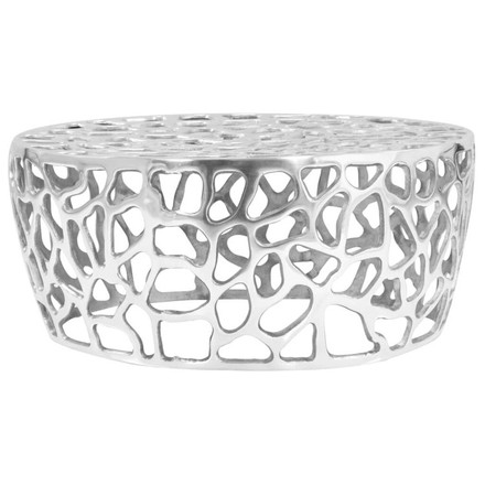 vidaXL コーヒーテーブル アルミ鋳物 70×30cm シルバー 家具 テーブル アクセントテーブル