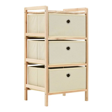 vidaXL 収納ラック 布製バスケット3点付き 杉 ベージュ 家具 キャビネット 収納 収納キャビネット ロッカー
