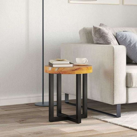 vidaXL コーヒーテーブル 40x45cm チーク無垢材 ポリエステル樹脂家具 テーブル アクセントテーブル コーヒーテーブル