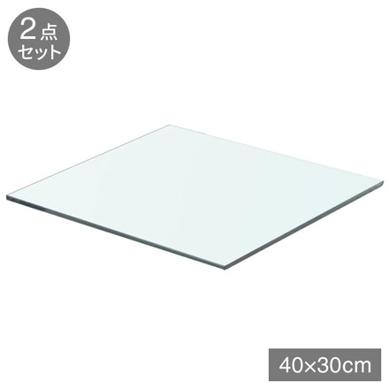 vidaXL 棚 2点 パネル ガラス クリア 40x30 cm家具棚壁面収納棚・壁面ラック