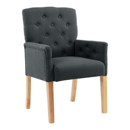 vidaXL ダイニングチェア アームレスト付き グレー ファブリック家具チェアキッチン・ダイニングルームチェア