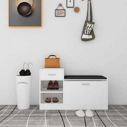 vidaXL シューズベンチ ホワイト 94.5x31x57cm エンジニアリングウッドホーム&ガーデン 家事用品