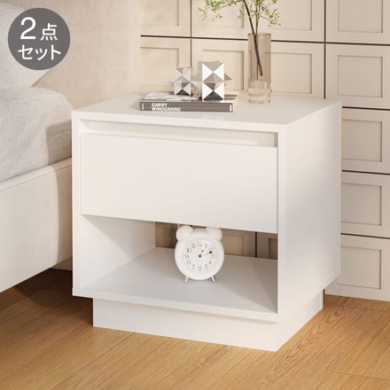 vidaXL ベッドサイドキャビネット2点 ホワイト 45x34x44 cm エンジニアリングウッド家具テーブルベッドサイドテーブル
