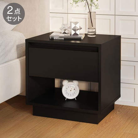 vidaXL ベッドサイドキャビネット 2点 ブラック 45x34x44 cm エンジニアリングウッド家具テーブルベッドサイドテーブル