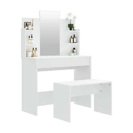 vidaXL ドレッシングテーブルセット ホワイト 96x40x142cm家具 キャビネット&収納