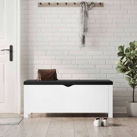 vidaXL 収納ボックス クッション付き ホワイト 105x40x45cm(米国限定)家具 キャビネット&収納