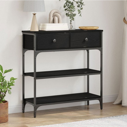 vidaXL コンソールテーブル ブラックオーク 72.5×25×75cm エンジニアードウッド スチール 家具 テーブル アクセントテーブル