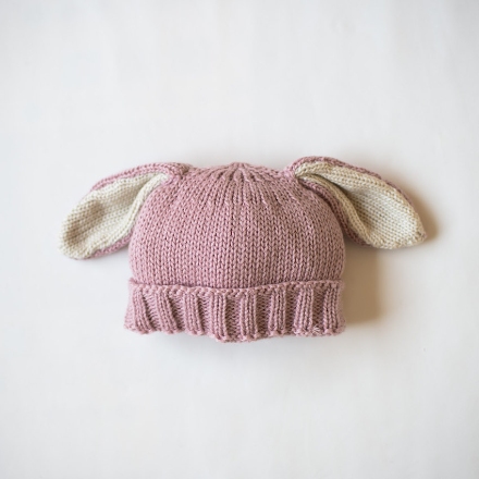 手編みアニマルニット帽 ピンク