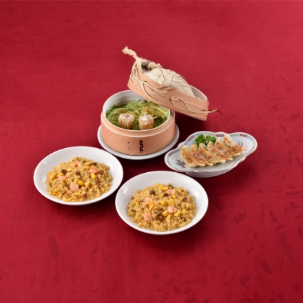東京 「赤坂四川飯店」 監修 中華料理セット　餃子120g(6個入)×1、貝柱入焼売120g(4個入)×1、ふっくら五目炒飯(200g×2)×1
