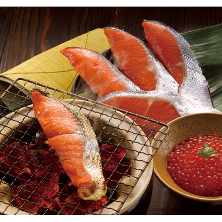 紅鮭のヒマラヤ岩塩漬け(70g×6切)といくら醤油漬け(40g×2個)