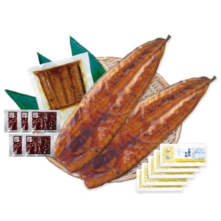 特大 鹿児島県産うなぎ蒲焼セット(永谷園お吸い物付) [うなぎの蒲焼き(250g)×2、うなぎの蒲焼きカット(80g)、タレ×5、永谷園お吸い物(2.3g)×5]