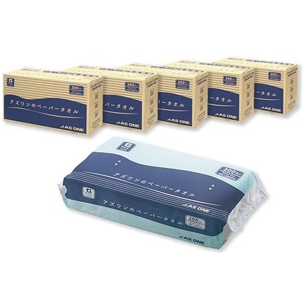 アズワンのペーパータオル 日本製 5ケース(30袋/ケース×5ケース入) 再生紙100％ やわらかな風合い (7-6200-03)