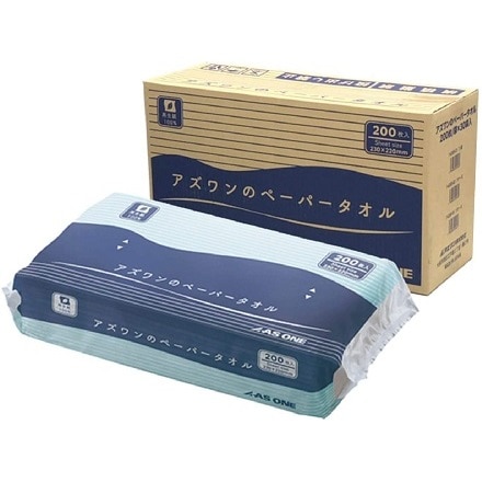 アズワンのペーパータオル 日本製 1ケース(200枚/袋×30袋入) 再生紙100％ やわらかな風合い (7-6200-02)