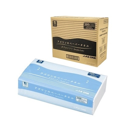 アズワンのペーパータオル ダブルソフト 1ケース(200組入/袋×40袋入) 日本製 再生紙100% 2枚重ね (4-4063-51)