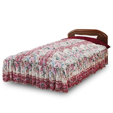 あったか 中綿入り 3層構造 ボリュームマイヤー毛布地 ベッド用 布団 フリル付き シングル ピンク ※他色あり
