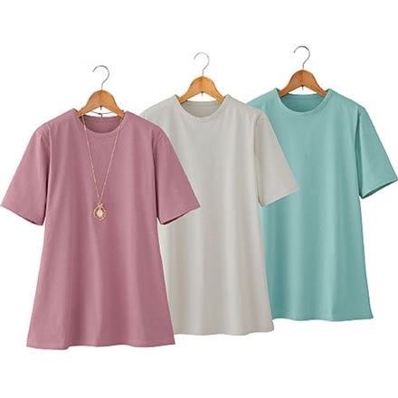 強撚綿100%Tシャツ3色組L ローズ・シルバーグレー・ミント