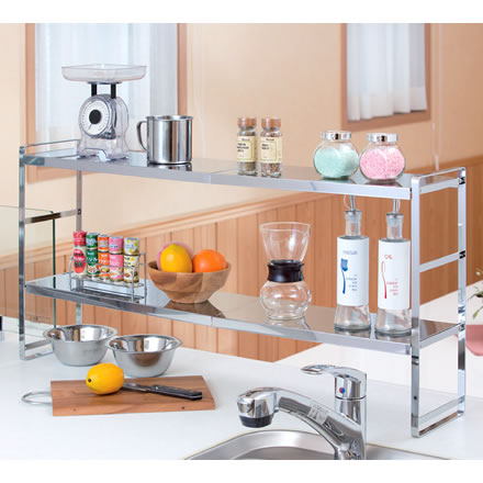 ステンレス板の伸縮マルチラック ワイド