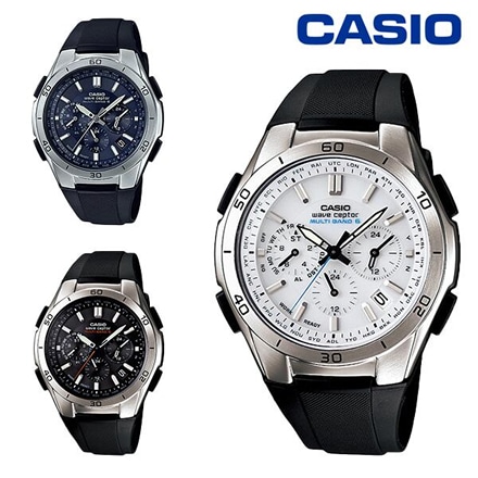 CASIO カシオ 腕時計 WAVE CEPTOR ウェーブセプター クロノグラフ ソーラー 電波時計 メンズ ブラック WVQ-M410