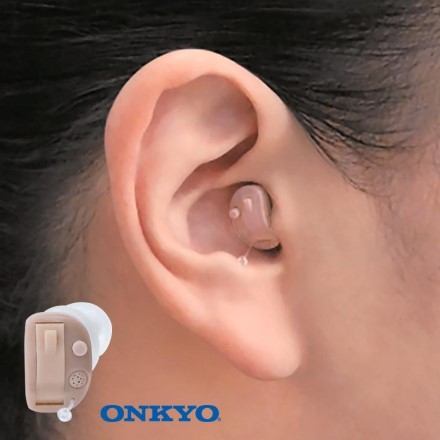 ONKYO オンキョー 耳穴式デジタル補聴器 右用　OHS-D21R 予備電池12個付き 正規品 1年間保証