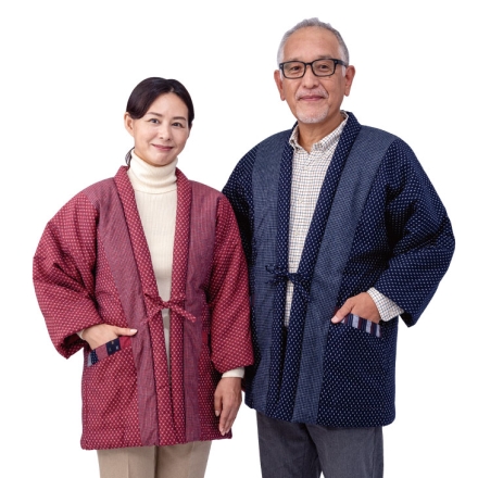 日本製 久留米織 わた入りふっくらはんてん 男性用M～L