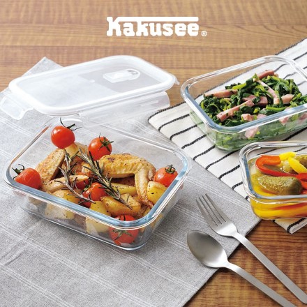 kakusee ホームミール 耐熱ガラス 保存容器 3個組 耐熱ガラス製 電子レンジ対応 オーブン対応 冷凍OK