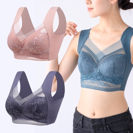 ノンワイヤーでらくらくレースブラ 3色組 ワイヤレスブラ Mサイズ