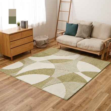 ラグ ラグマット 190×190cm 日本製 タフトカーペット「ジャスト」 グリーン