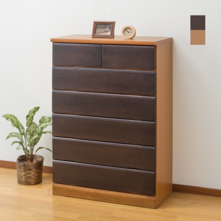 ＜大川産>天然木衣類収納チェスト 60cm幅4段 完成品