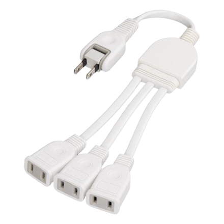 ACアダプター用延長コード 3個口 2個組 20cm ショートタイプ 延長ケーブル スイングプラグ トラッキング防止 絶縁カバー付 隙間配線 1500W ホワイト