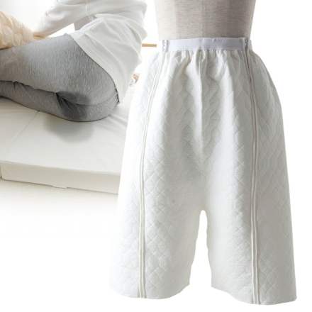 おむつカバー すいとるオムツコート ファスナー付き 男女兼用 日本製 漏れ防止 介助 介護 寝たまま脱着 60cc吸水 ポリウレタン樹脂 失禁対策 ホワイト