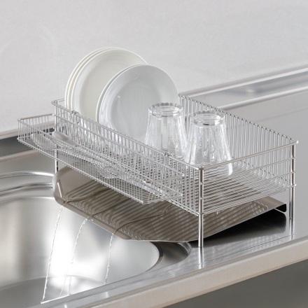 ラバーゼ NEW水切りスリム縦置き3点セット 水切りトレー ポケット 縦置き 燕三条 ステンレス コンパクト 水切りトレー ポケット 箸置き かご 水切りラック