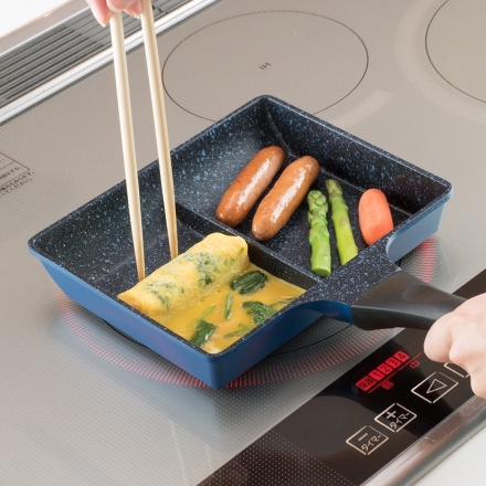 IH対応仕切パン ガス対応 IH対応 仕切りフライパン 2面フライパン IH 朝食 弁当 時短料理 2分割 2面