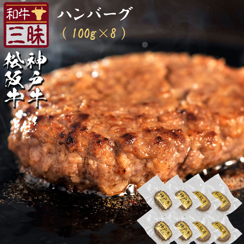 神戸牛 松坂牛 ハンバーグ 100g×8 セット A5 A4 肉 紅白蝶結び 無地