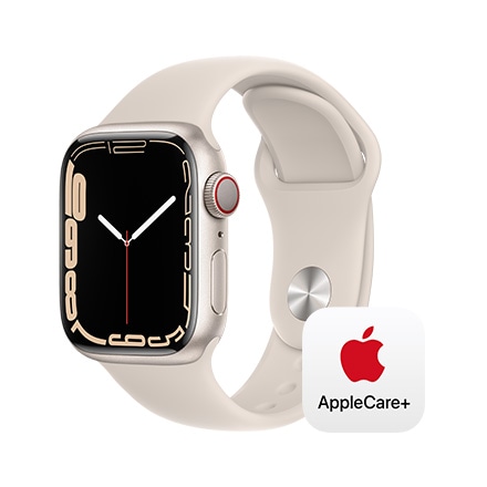 Apple Watch Series 7（GPS + Cellularモデル）- 41mmスターライトアルミニウムケースとスターライトスポーツバンド - レギュラー with AppleCare+