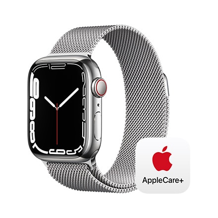 Apple Watch Series 7（GPS + Cellularモデル）- 41mmシルバーステンレススチールケースとシルバーミラネーゼループ with AppleCare+