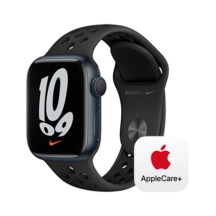 Apple Watch Nike Series 7（GPSモデル）- 41mmミッドナイトアルミニウムケースとアンスラサイト/ブラックNikeスポーツバンド - レギュラー with AppleCare+
