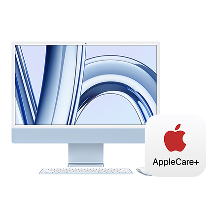 Apple 24インチ iMac Retina 4.5Kディスプレイモデル: 8コアCPUと10コアGPUを搭載したApple M3チップ, 512GB SSD - ブルー with AppleCare+