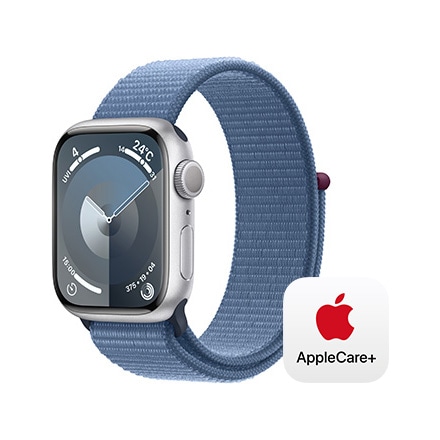 Apple Watch Series 9（GPSモデル）- 41mmシルバーアルミニウムケースとウインターブルースポーツループ with AppleCare+