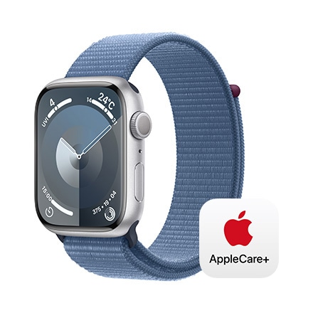 Apple Watch Series 9（GPSモデル）- 45mmシルバーアルミニウムケースとウインターブルースポーツループ with AppleCare+