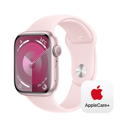 Apple Watch Series 9（GPSモデル）- 45mmピンクアルミニウムケースとライトピンクスポーツバンド - S/M with AppleCare+