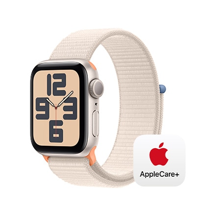 Apple Watch SE 第2世代 （GPSモデル）- 40mmスターライトアルミニウムケースとスターライトスポーツループ with AppleCare+